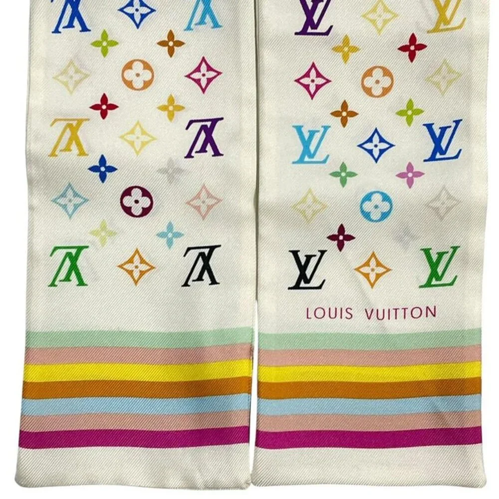 Louis Vuitton Twill Scarf Monogram Silk White - Picture 4 of 5